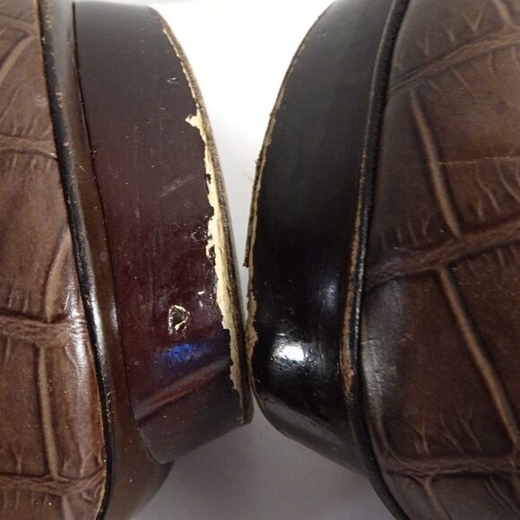 Tory Burch Brown Leather Faux Crock Platform Pumps Sz 6.5 - Picture 8 of 13
